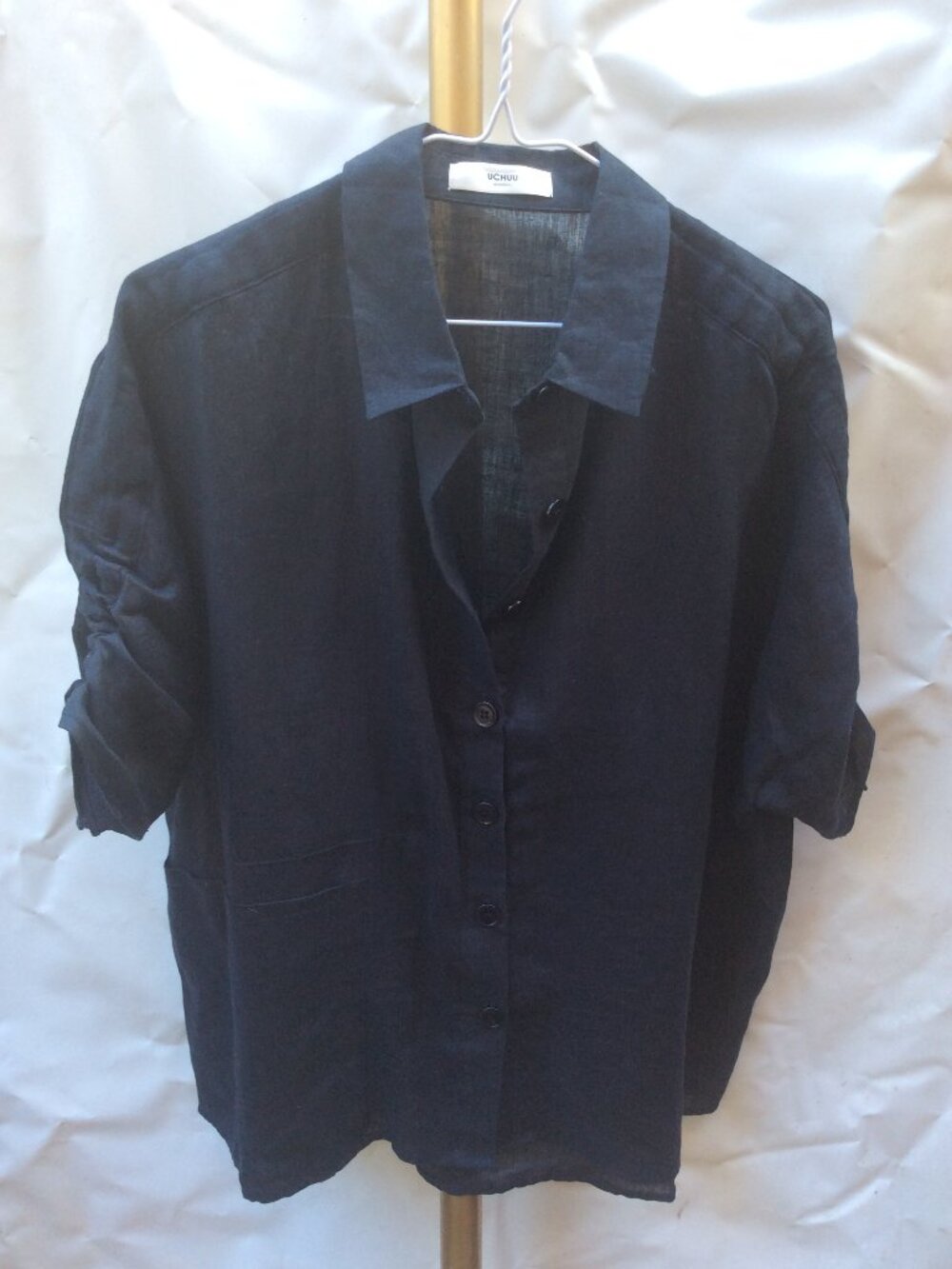 100% Linen UCHUU Montreal Navy Button Down Shirt Oversized Women’s XL